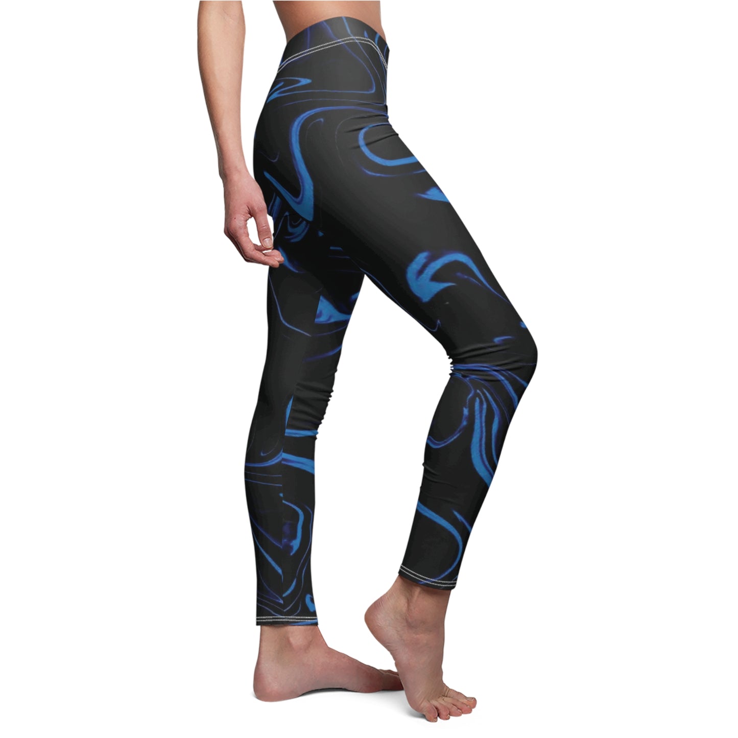 Vibrant Blue Swirl Leggings - Women's Casual Wear, Workout Gear, Fashion Leggings, Athleisure Bottoms, Gift for Her