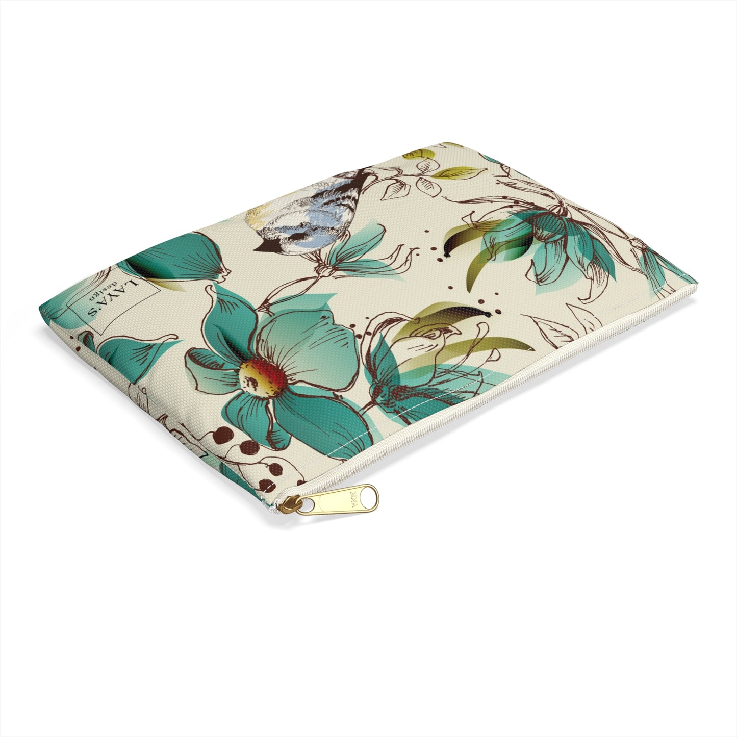 Floral Bird Accessory Pouch, Ideal for Travel, Makeup Bag, Gift for Her, Organizing Essentials, Stylish Storage
