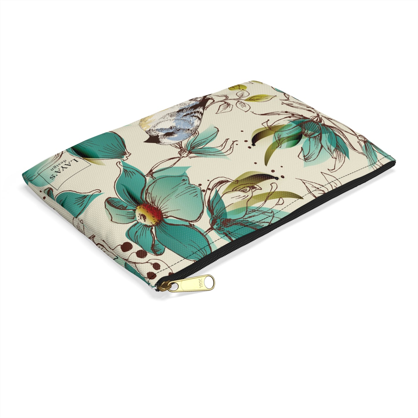 Floral Bird Accessory Pouch, Ideal for Travel, Makeup Bag, Gift for Her, Organizing Essentials, Stylish Storage