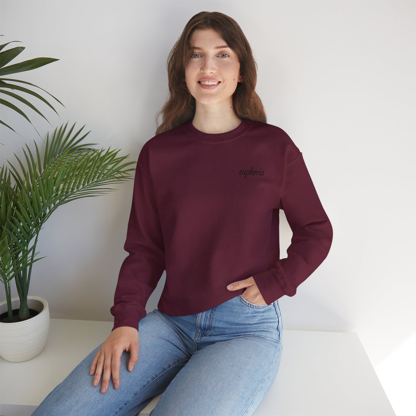 Euphoric Statement Crewneck Sweatshirt - Cozy Unisex Fashion, Gift for Friends, Casual Wear, Trendy Style, Relaxed Vibes
