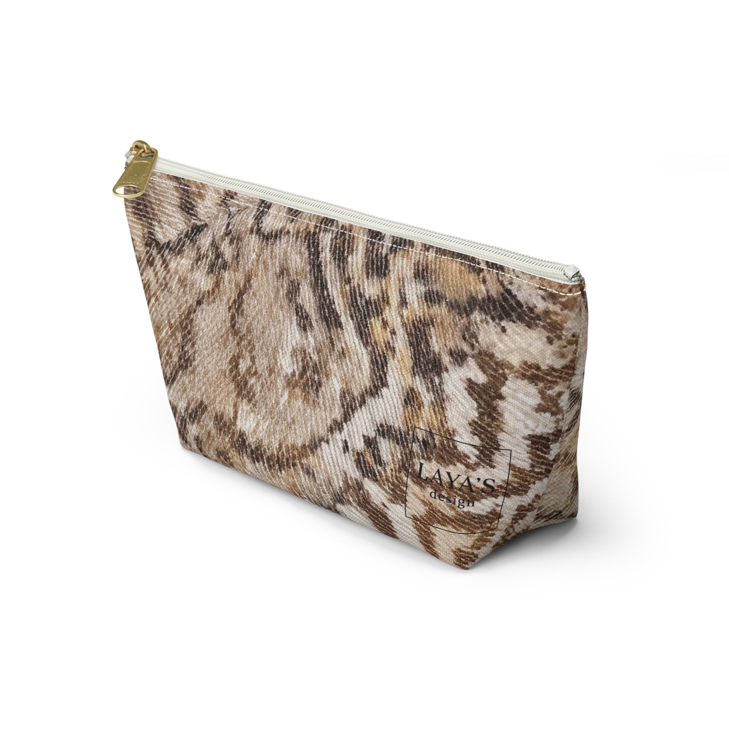 Stylish T-bottom Accessory Pouch | Snakeskin Print Makeup Bag, Travel Organizer, Cosmetic Case, Gift for Her