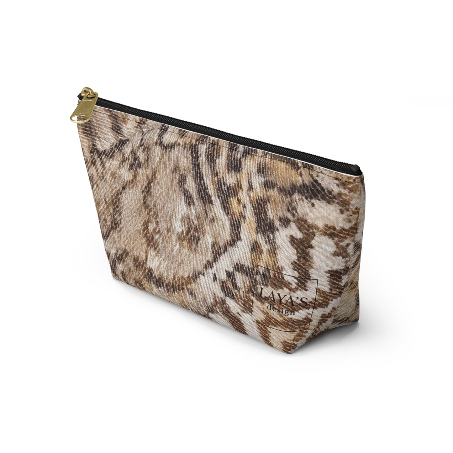 Stylish T-bottom Accessory Pouch | Snakeskin Print Makeup Bag, Travel Organizer, Cosmetic Case, Gift for Her