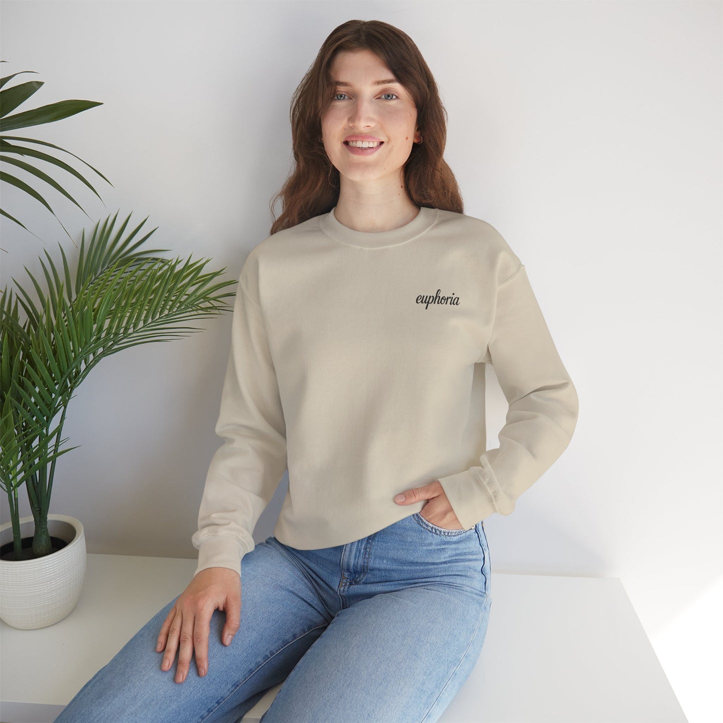 Euphoric Statement Crewneck Sweatshirt - Cozy Unisex Fashion, Gift for Friends, Casual Wear, Trendy Style, Relaxed Vibes