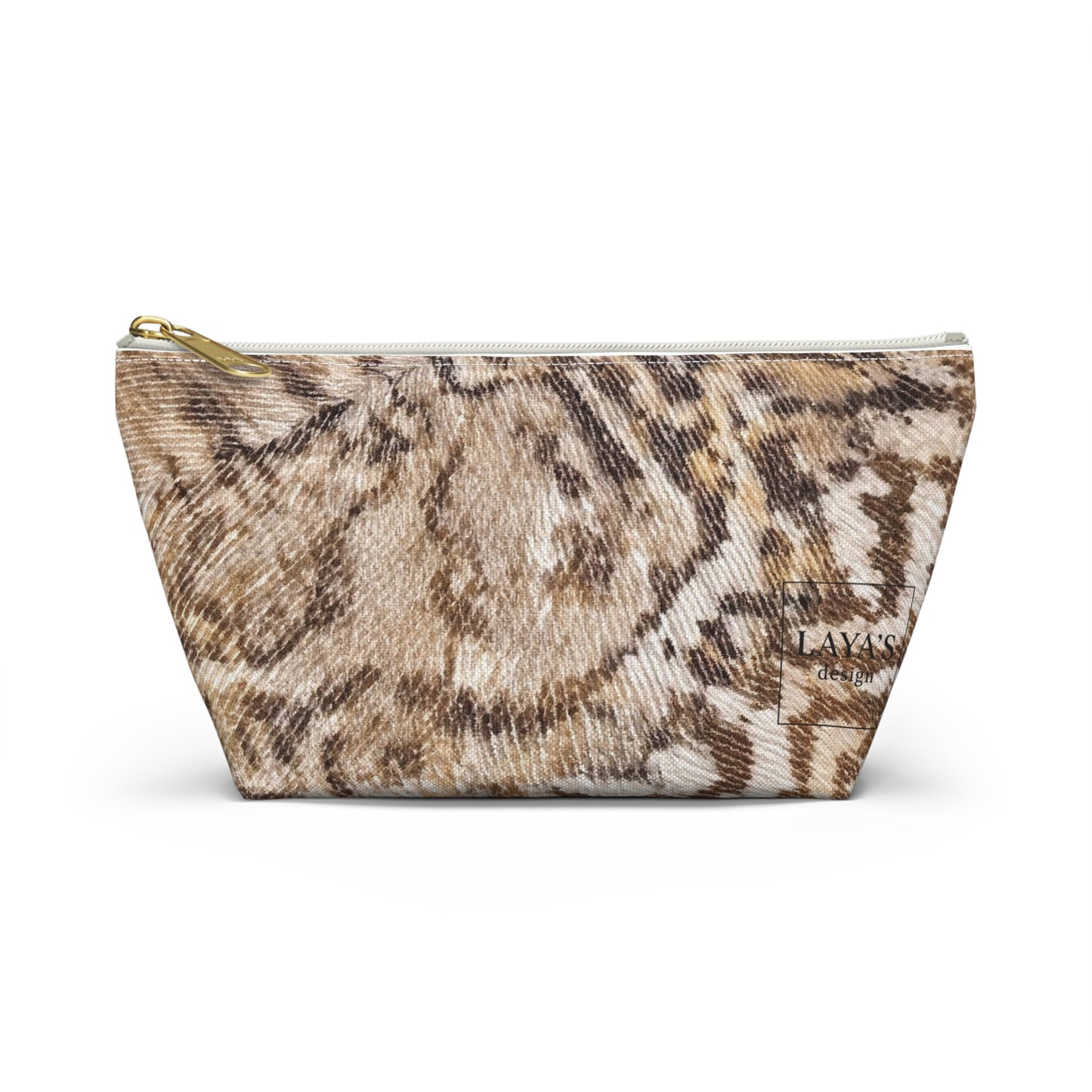 Stylish T-bottom Accessory Pouch | Snakeskin Print Makeup Bag, Travel Organizer, Cosmetic Case, Gift for Her