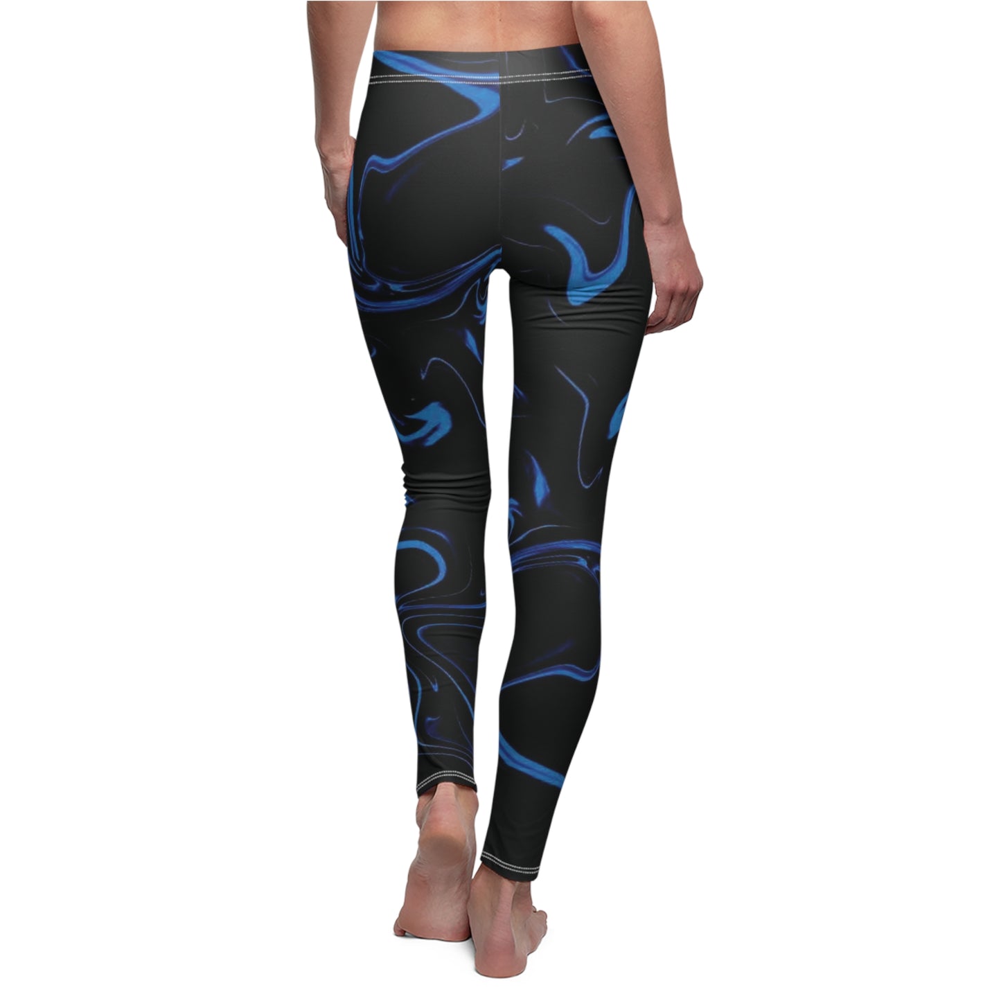 Vibrant Blue Swirl Leggings - Women's Casual Wear, Workout Gear, Fashion Leggings, Athleisure Bottoms, Gift for Her